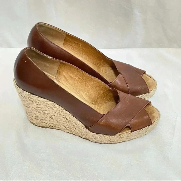 Michael Kors Leather Wedge Sandals Espadrilles - Picture 2 of 9